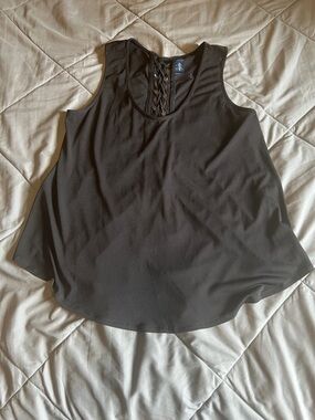 Daytrip Black Sleeveless Tank with Lace-Up Back